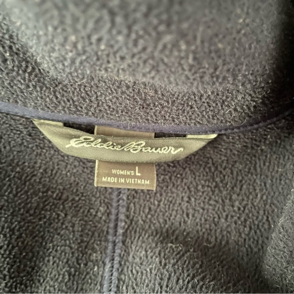 Eddie Bauer LARGE Windfoil Elite women's Trench coat Navy Blue Fleece Thermal - Picture 3 of 10